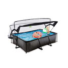 EXIT Black Wood pool 220x150x65cm with filter pump and dome - black