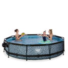EXIT Stone pool ø360x76cm with filter pump and dome and canopy - grey