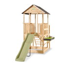 EXIT Panorama 550 wooden playhouse with slide, mud kitchen and sandpit