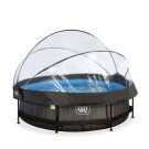 EXIT Black Wood pool &oslash;300x76cm with filter pump and dome - black