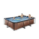 EXIT Wood pool 300x200x65cm with filter pump - brown