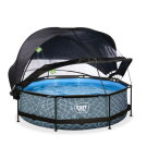 EXIT Stone pool &oslash;300x76cm with filter pump and dome and canopy - grey