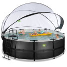 EXIT Black Leather pool ø450x122cm with sand filter pump and dome - black