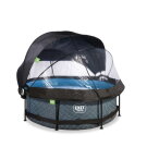 EXIT Stone pool ø244x76cm with filter pump and dome and canopy - grey