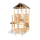 EXIT Panorama 550 wooden playhouse with slide, mud kitchen and sandpit