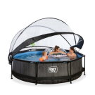 EXIT Black Wood pool ø300x76cm with filter pump and dome - black