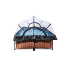 EXIT Wood pool 220x150x65cm with filter pump and dome - brown
