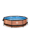 EXIT Wood pool &oslash;300x76cm with filter pump and dome - brown