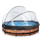 EXIT Wood pool &oslash;360x76cm with filter pump and dome - brown