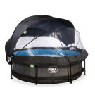 EXIT Black Wood pool &oslash;300x76cm with filter pump and dome and canopy - black