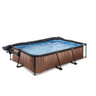 EXIT Wood pool 300x200x65cm with filter pump and dome and canopy - brown
