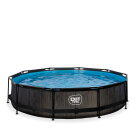 EXIT Black Wood pool &oslash;360x76cm with filter pump - black