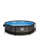 EXIT Black Wood pool &oslash;300x76cm with filter pump and dome and canopy - black