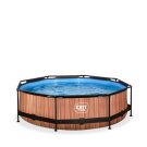 EXIT Wood pool &oslash;300x76cm with filter pump - brown