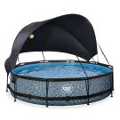 EXIT Stone pool ø360x76cm with filter pump and canopy - grey