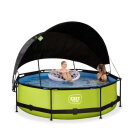 EXIT Lime pool &oslash;300x76cm with filter pump and canopy - green
