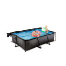 EXIT Black Wood pool 220x150x65cm with filter pump and canopy - black
