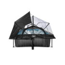 EXIT Black Wood pool 220x150x65cm with filter pump and dome and canopy - black