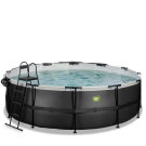 EXIT Black Leather pool ø450x122cm with sand filter pump and dome - black