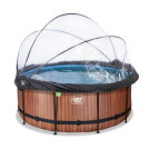 EXIT Wood pool &oslash;360x122cm with sand filter pump and dome - brown