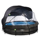 EXIT Black Wood pool ø360x76cm with filter pump and dome and canopy - black