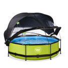 EXIT Lime pool &oslash;300x76cm with filter pump and dome and canopy - green