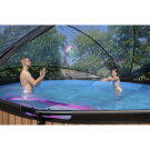 EXIT Wood pool ø450x122cm with sand filter pump and dome - brown