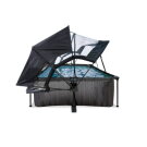 EXIT Black Wood pool 220x150x65cm with filter pump and dome and canopy - black
