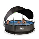 EXIT Black Wood pool ø300x76cm with filter pump and canopy - black