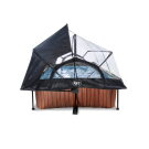 EXIT Wood pool 220x150x65cm with filter pump and dome and canopy - brown