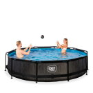 EXIT Black Wood pool &oslash;360x76cm with filter pump - black