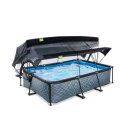 EXIT Stone pool 220x150x65cm with filter pump and dome and canopy - grey