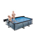 EXIT Stone pool 220x150x65cm with filter pump and canopy - grey