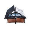 EXIT Wood pool 220x150x65cm with filter pump and dome and canopy - brown