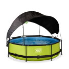 EXIT Lime pool &oslash;300x76cm with filter pump and canopy - green