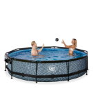 EXIT Stone pool &oslash;360x76cm with filter pump and dome - grey