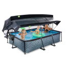 EXIT Stone pool 300x200x65cm with filter pump and dome and canopy - grey