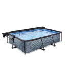 EXIT Stone pool 300x200x65cm with filter pump and canopy - grey