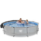 EXIT Soft Grey pool ø360x76cm with filter pump and canopy - grey
