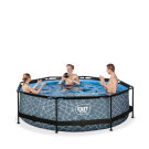 EXIT Stone pool &oslash;300x76cm with filter pump - grey
