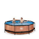 EXIT Wood pool &oslash;300x76cm with filter pump - brown