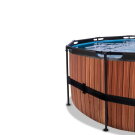 EXIT Wood pool ø450x122cm with sand filter pump and dome - brown