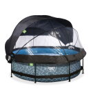 EXIT Stone pool &oslash;300x76cm with filter pump and dome and canopy - grey