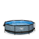 EXIT Stone pool ø300x76cm with filter pump and dome - grey