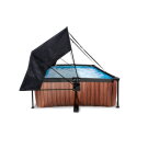 EXIT Wood pool 220x150x65cm with filter pump and canopy - brown