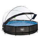 EXIT Black Wood pool ø360x76cm with filter pump and dome - black