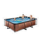 EXIT Wood pool 300x200x65cm with filter pump - brown