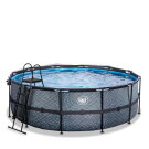 EXIT Stone pool ø427x122cm with sand filter pump and dome - grey