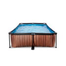 EXIT Wood pool 300x200x65cm with filter pump - brown