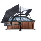 EXIT Wood pool 300x200x65cm with filter pump and dome and canopy - brown